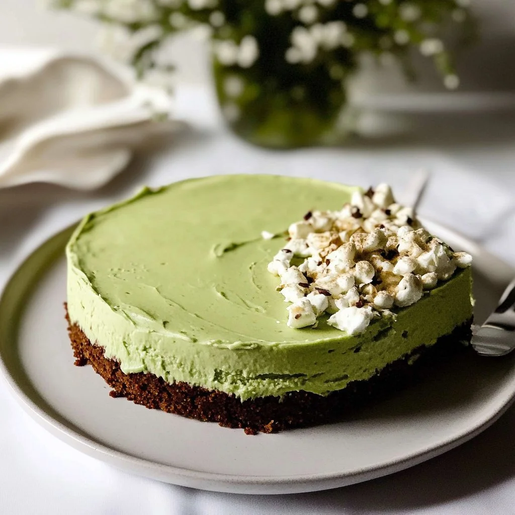 Decadent avocado cheesecake with creamy texture and vibrant green color.