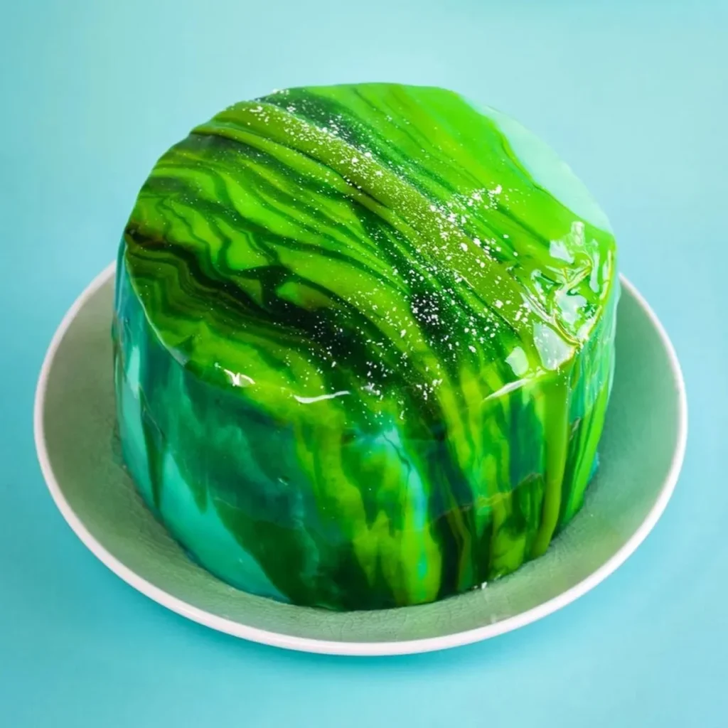 Stunning Green Ombre Cake With Mirror Glaze showcasing beautiful gradient layers