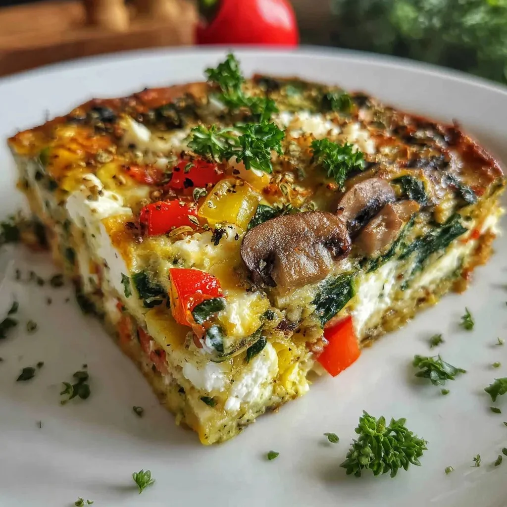 High-protein veggie bake with cottage cheese served in a baking dish