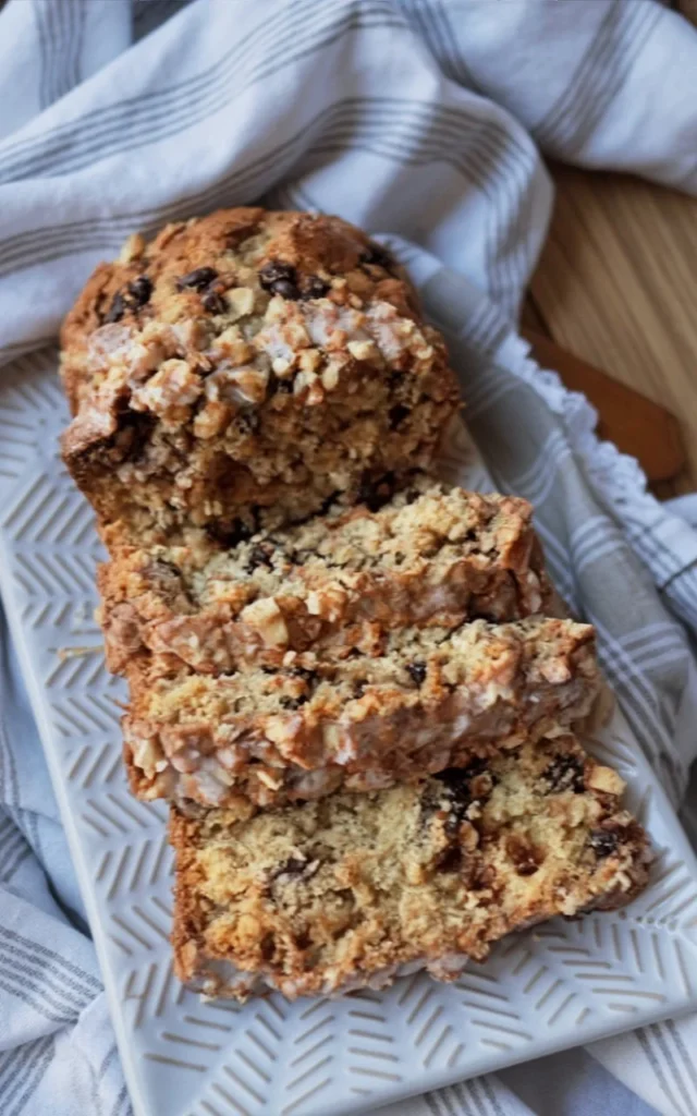Freshly baked homemade oatmeal raisin bread with cinnamon swirl