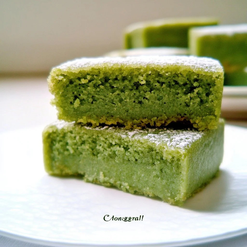 Irresistible Spirulina-Matcha Cake topped with green tea and spirulina layers.