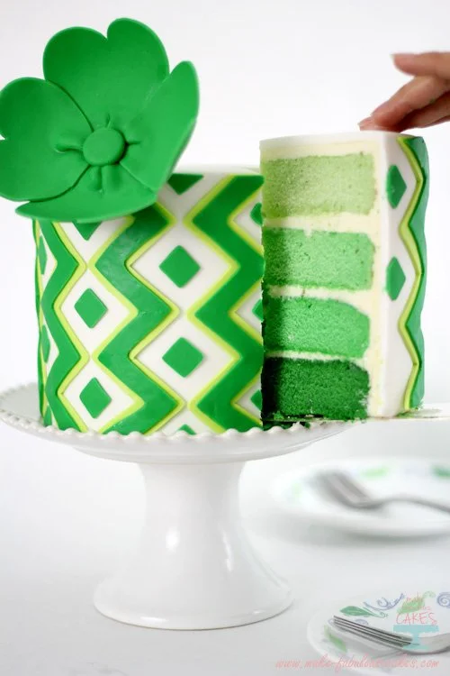 Delicious St. Patrick's Day lime cake topped with green icing.