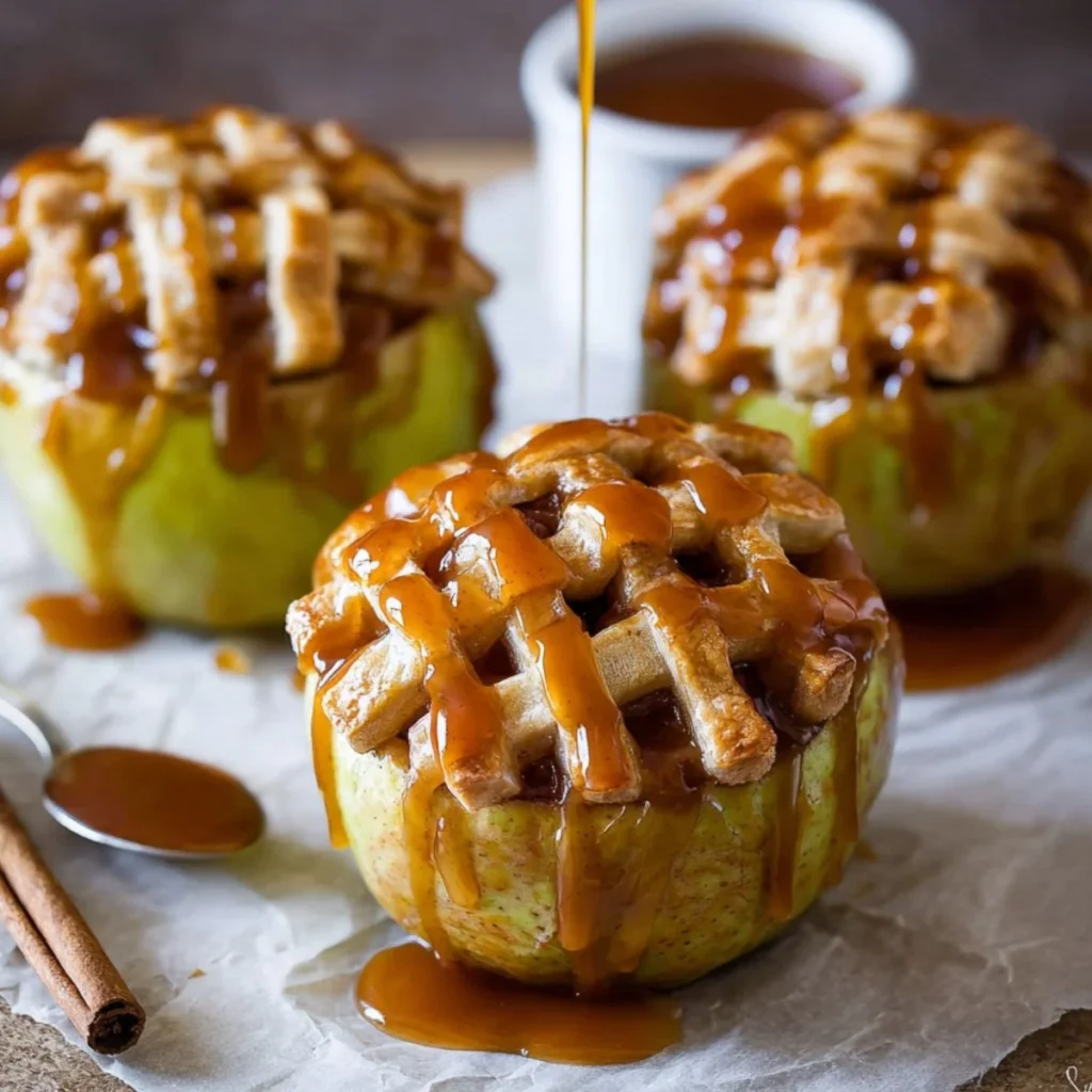 Delicious apple pie baked apples ready to be served for dessert.