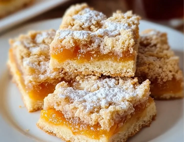 Delicious apricot shortbread bars topped with sweet apricot filling.