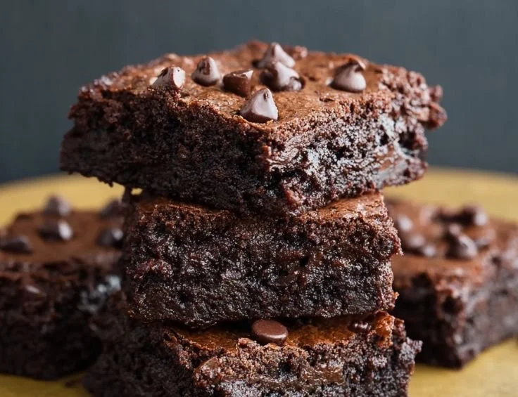 Delicious black bean brownies topped with chocolate chips and nuts
