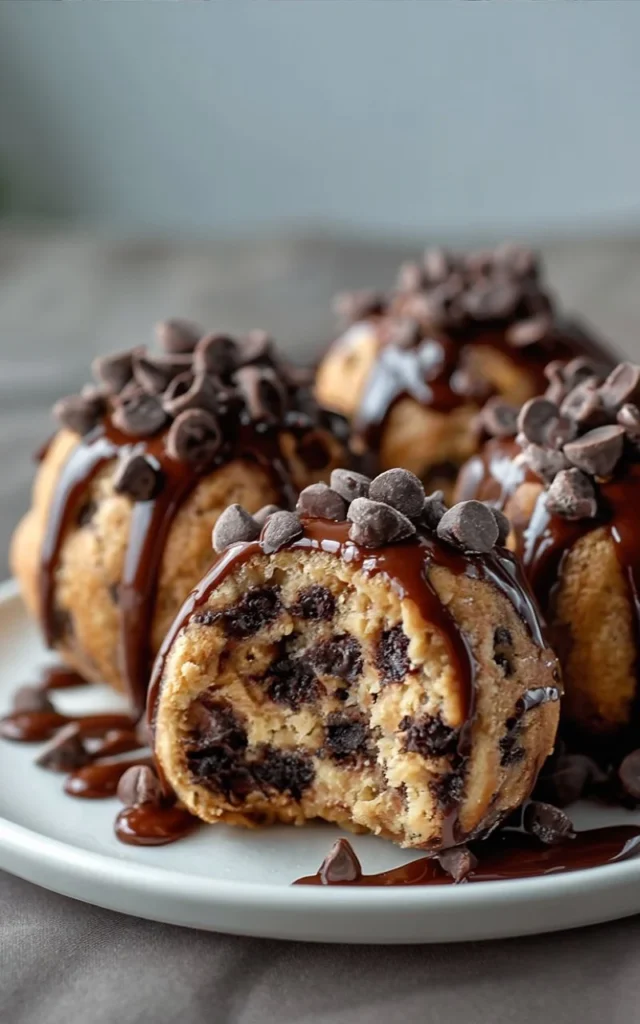 Decadent chocolate chip brownie bombs with gooey molten centers