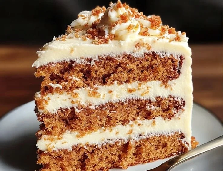 Delicious classic carrot cake topped with cream cheese frosting