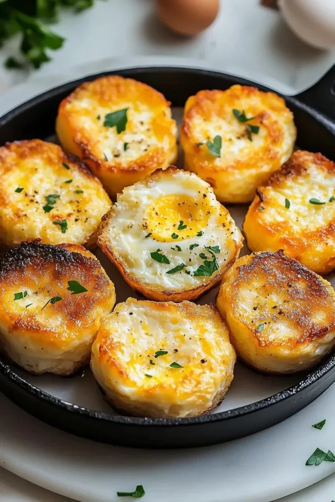 Delicious cottage cheese egg bites served on a plate with herbs