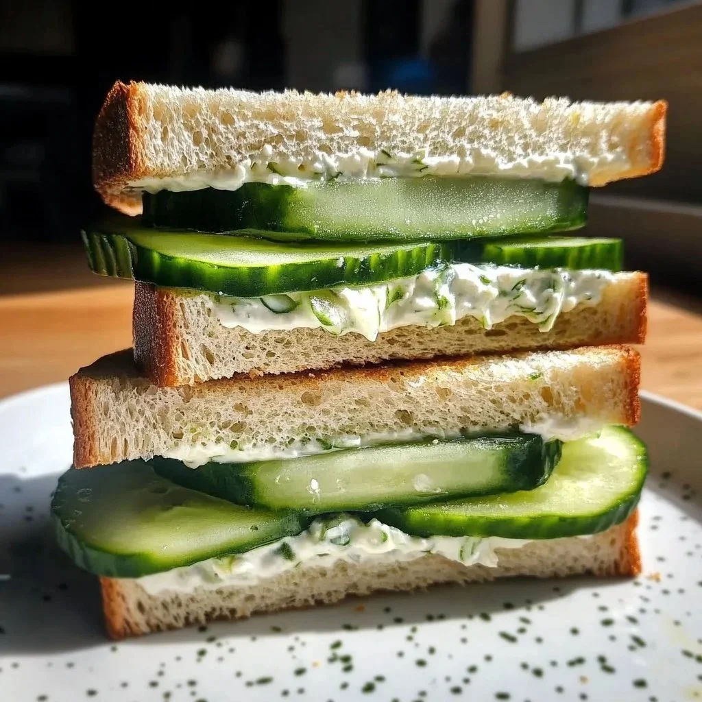 Delicious cucumber sandwiches arranged on a plate for a tea party