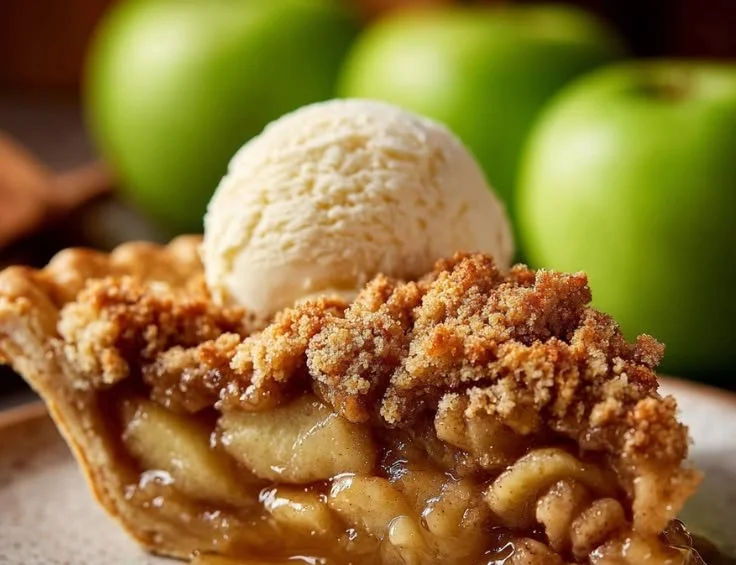 Homemade Dutch Apple Pie with golden crust and spiced apple filling.