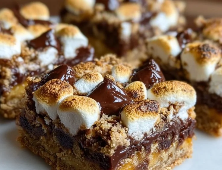 Delicious gooey S'mores Bars dessert perfect for sharing and enjoying.