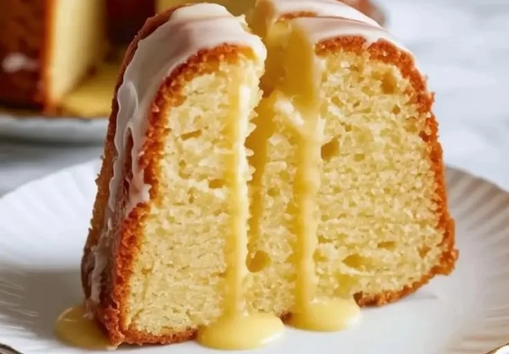 Delicious slice of homemade Kentucky Butter Cake served on a plate
