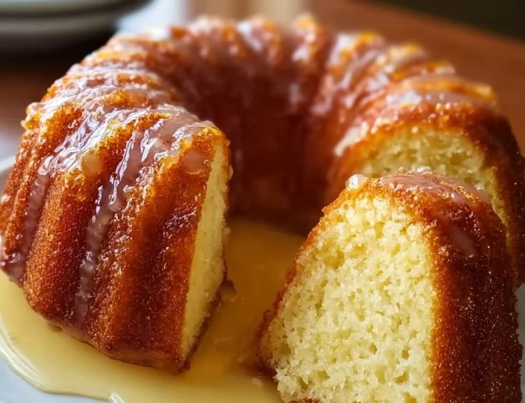 Delicious slice of Kentucky Butter Cake on a decorative plate