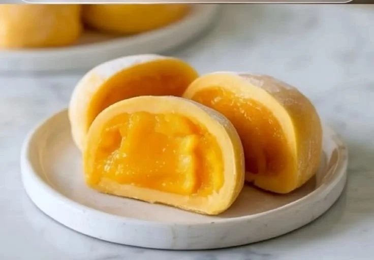 Delicious mango mochi dessert with a chewy texture and fresh mango flavor