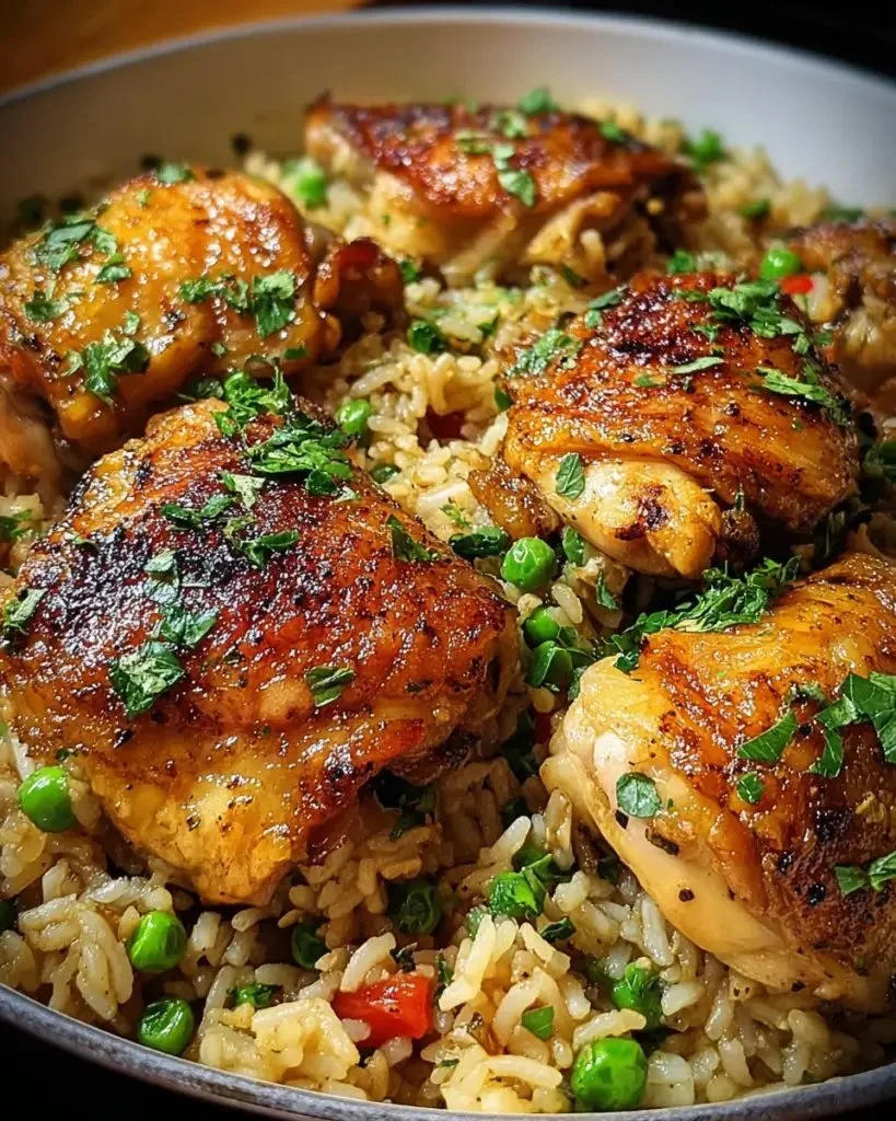 Delicious one-pot chicken and rice dish served in a bowl