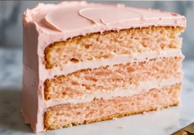 Delicious Pink Champagne Cake with elegant frosting and decorations.