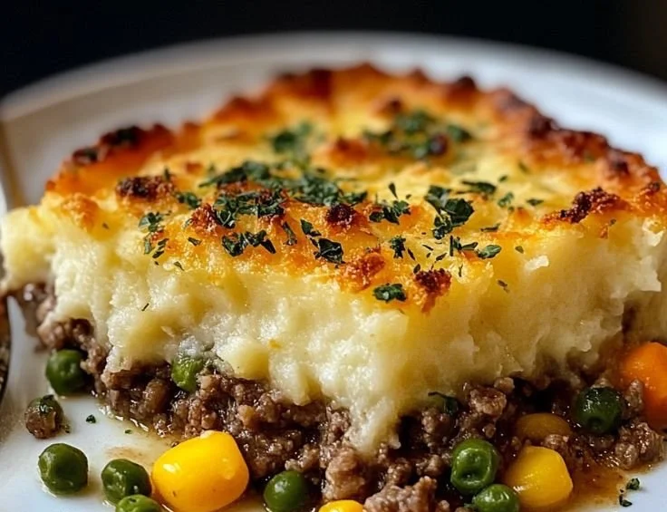 Delicious homemade Shepherd's Pie with mashed potatoes and ground meat