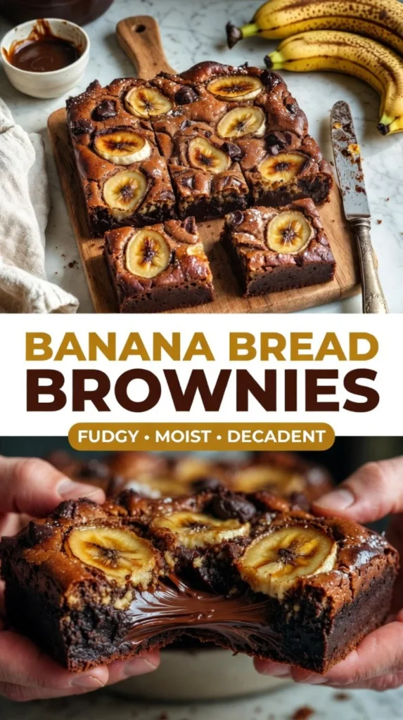 Delicious banana bread brownies with chocolate and nuts