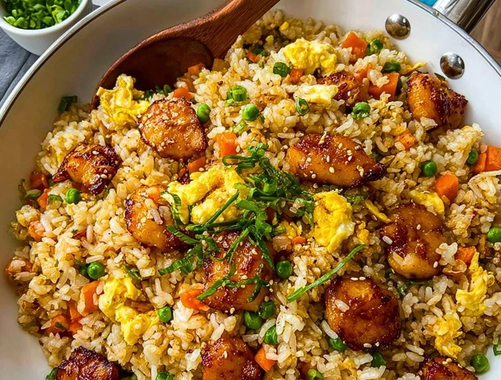 Plate of Bang Bang Fried Rice featuring vibrant vegetables and flavorful spices