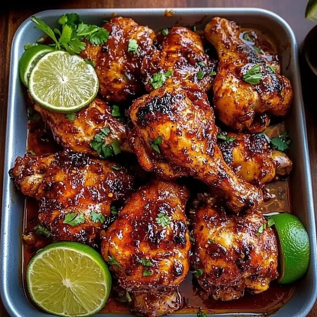 Delicious Chili Lime Chicken garnished with lime and cilantro