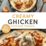 Delicious creamy garlic chicken served on a plate with herbs