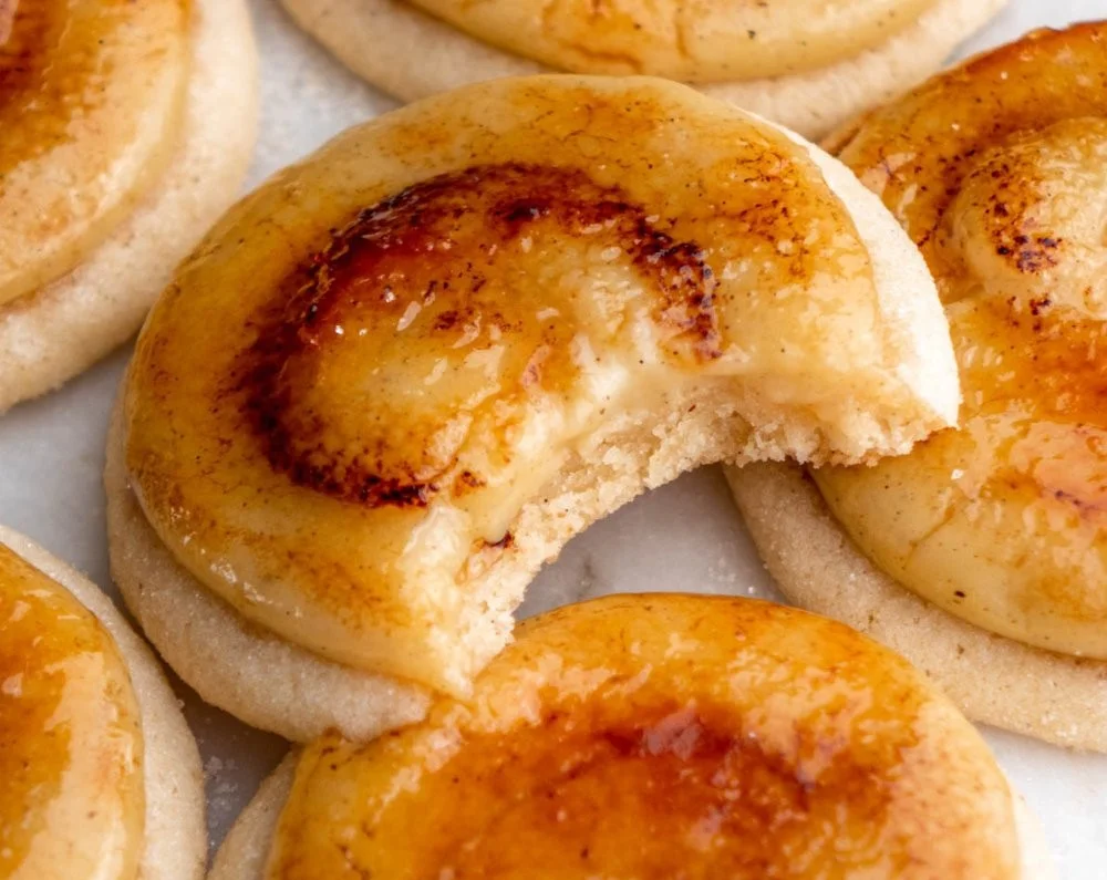 Delicious homemade Creme Brûlée Cookies with a crispy caramelized top.