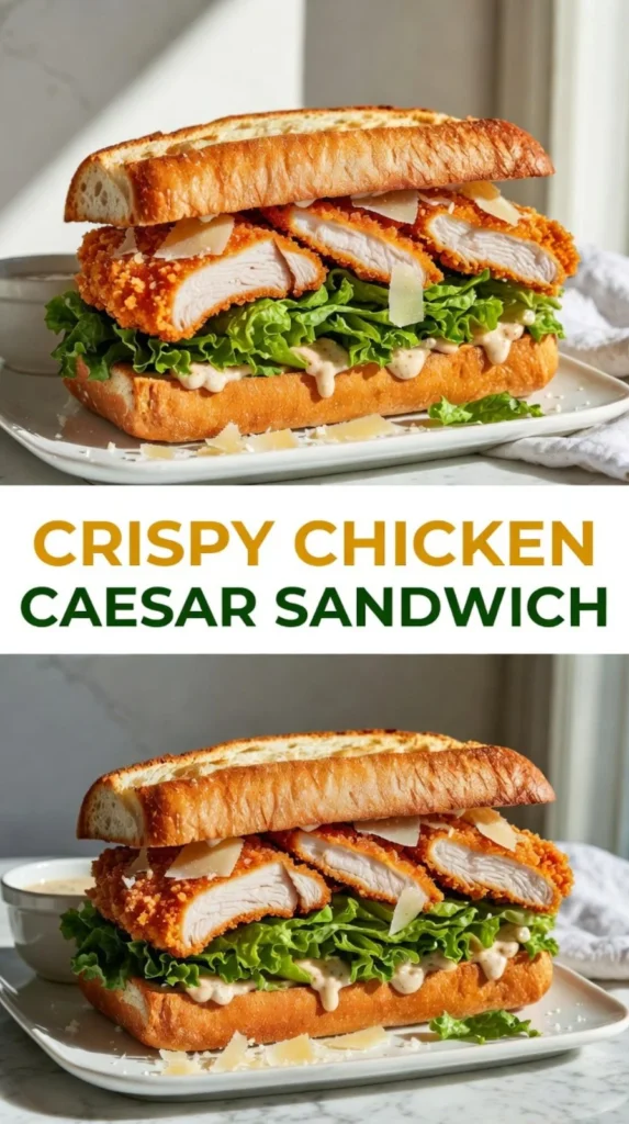 Crispy Chicken Caesar Sandwich with fresh ingredients and crispy chicken fillet