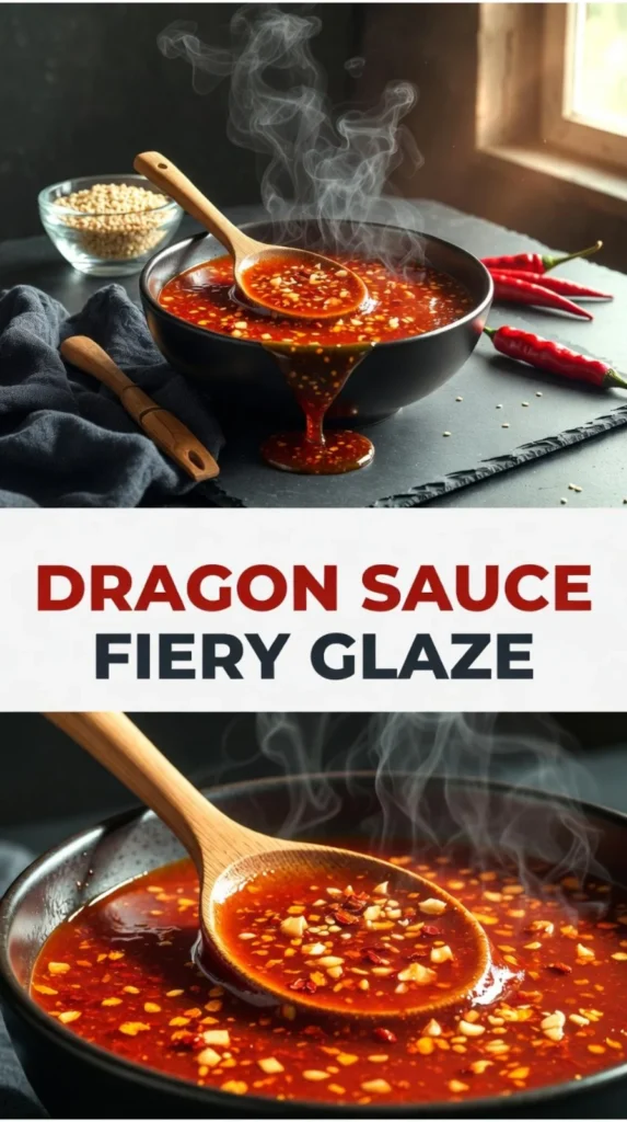 Bottle of Dragon Sauce with vibrant label showcasing its spicy flavor profile.