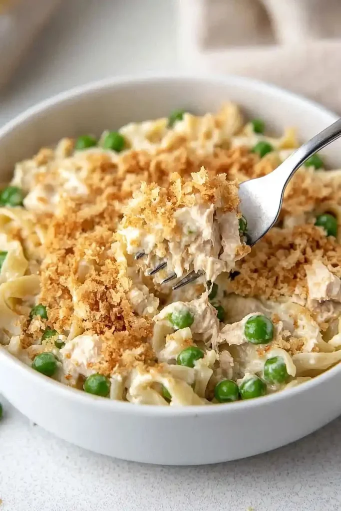 Delicious Easy Campbell's Tuna Casserole served in a bowl