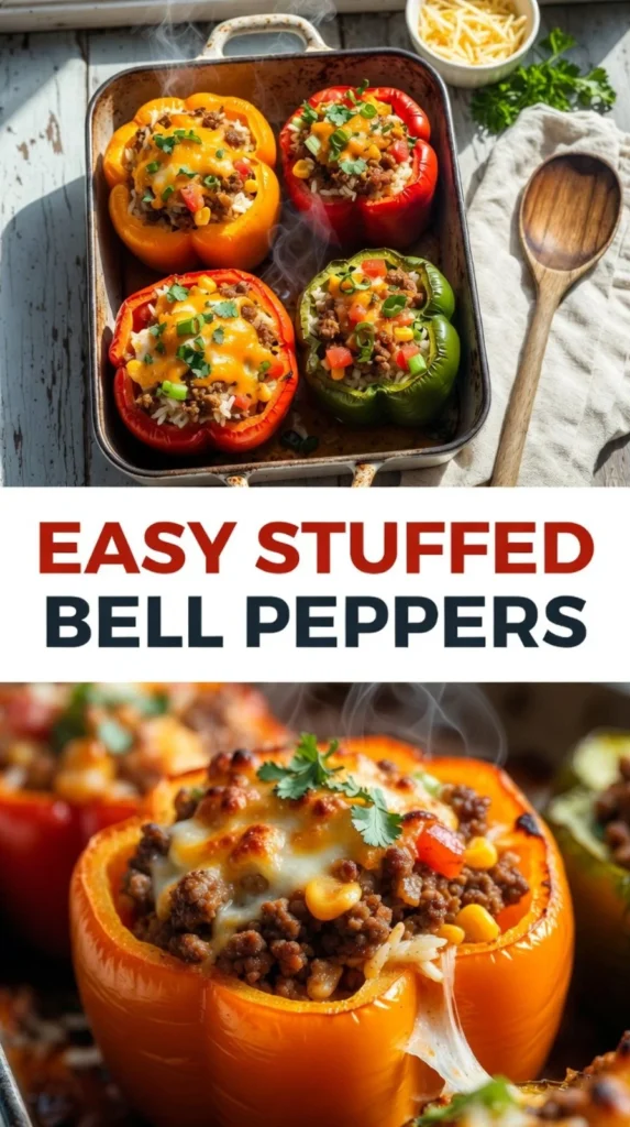 Delicious and colorful easy stuffed bell peppers on a plate