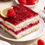 Delicious Fresh Raspberry Tiramisu dessert with layers of mascarpone and raspberries.