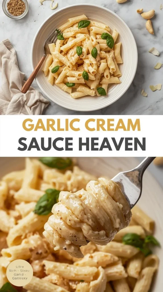 A bowl of creamy garlic sauce with fresh herbs, perfect for pasta or drizzling.