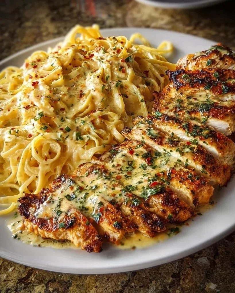 Garlic Parmesan Chicken Spaghetti in Spicy Cajun Cream Sauce
