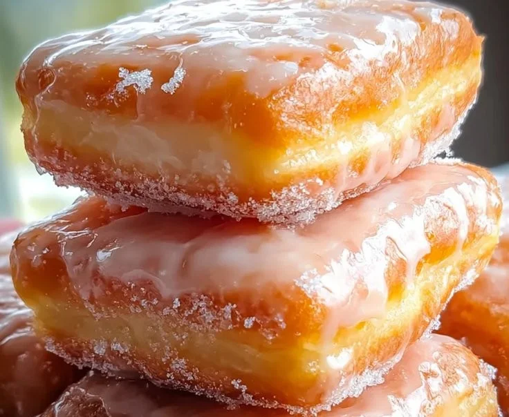 Glazed buttermilk beignet squares served on a plate