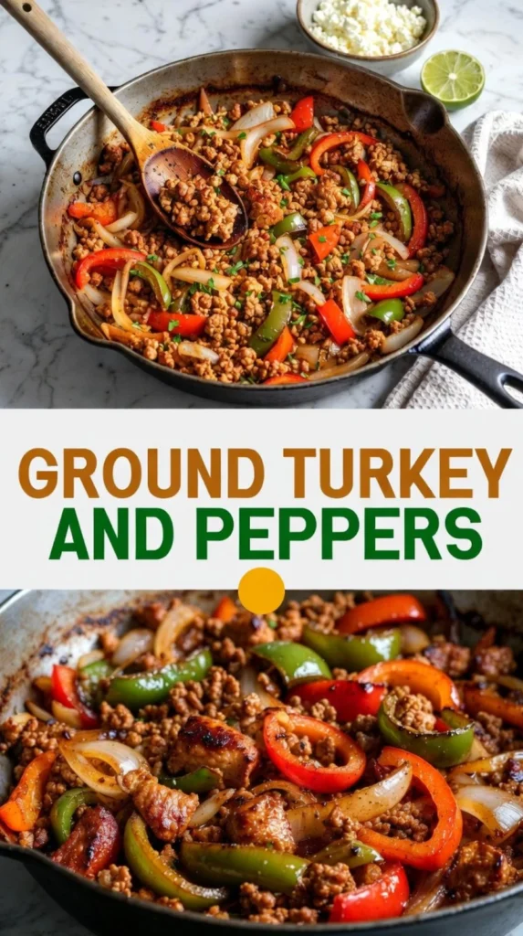 Ground turkey dish with colorful peppers on a plate