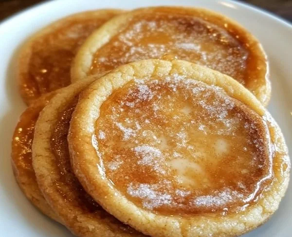 Freshly baked Crème Brûlée Cookies with a crispy caramelized top and creamy center.