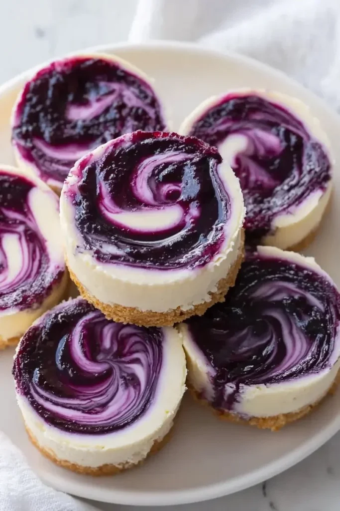 Delicious mini lemon blueberry cheesecakes with vibrant blueberry toppings