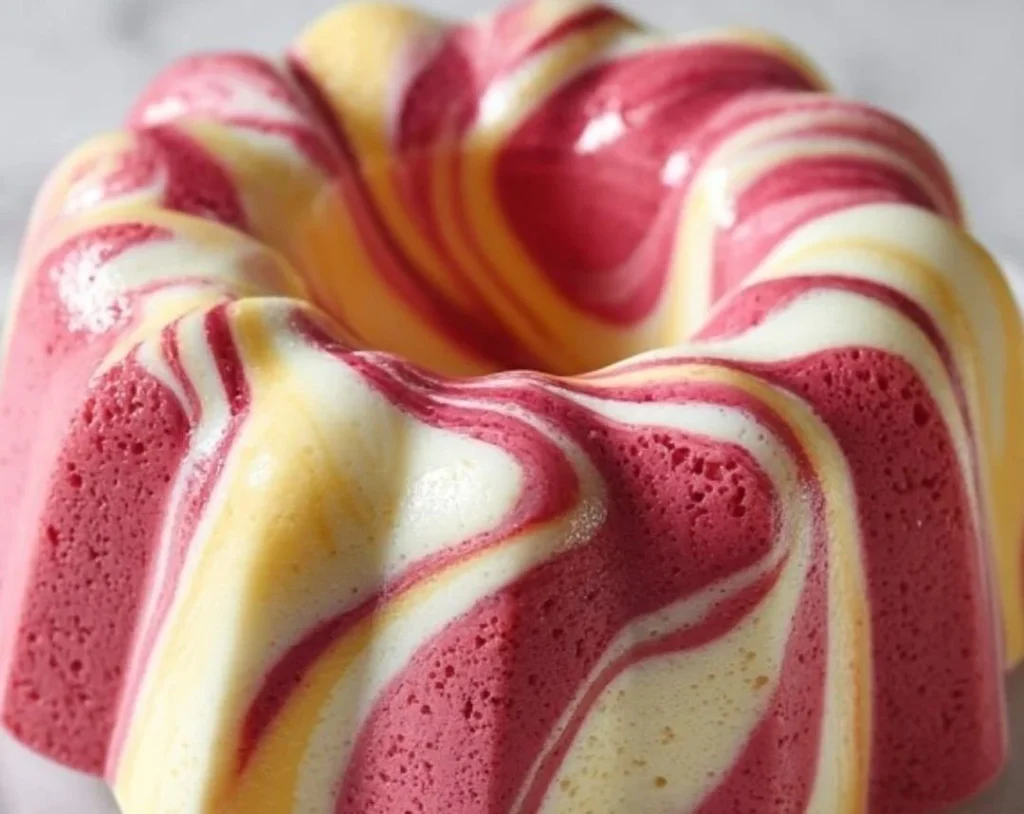 Moist strawberry milkshake pound cake topped with fresh strawberries