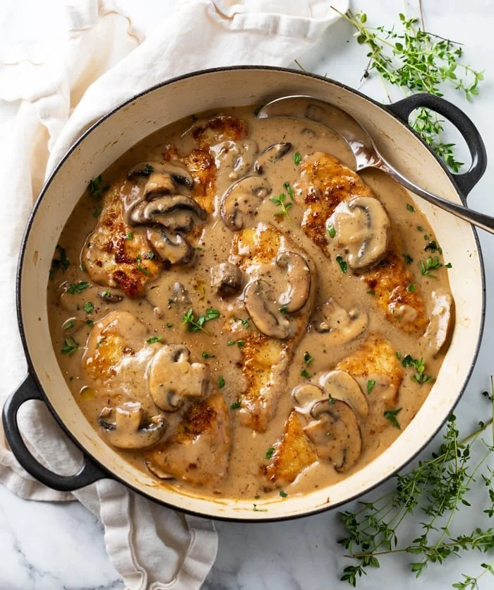 Creamy and savory Mushroom Chicken dish served in a bowl
