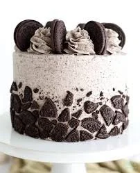 Delicious Oreo Cake with creamy frosting and crushed cookie topping