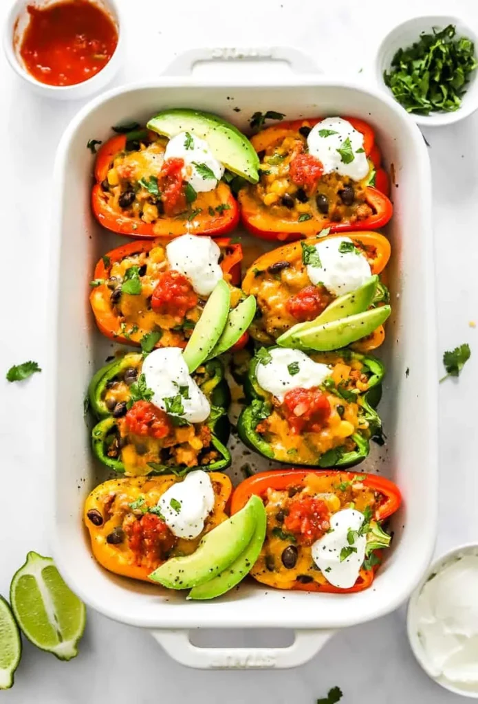 Delicious taco stuffed peppers served on a plate