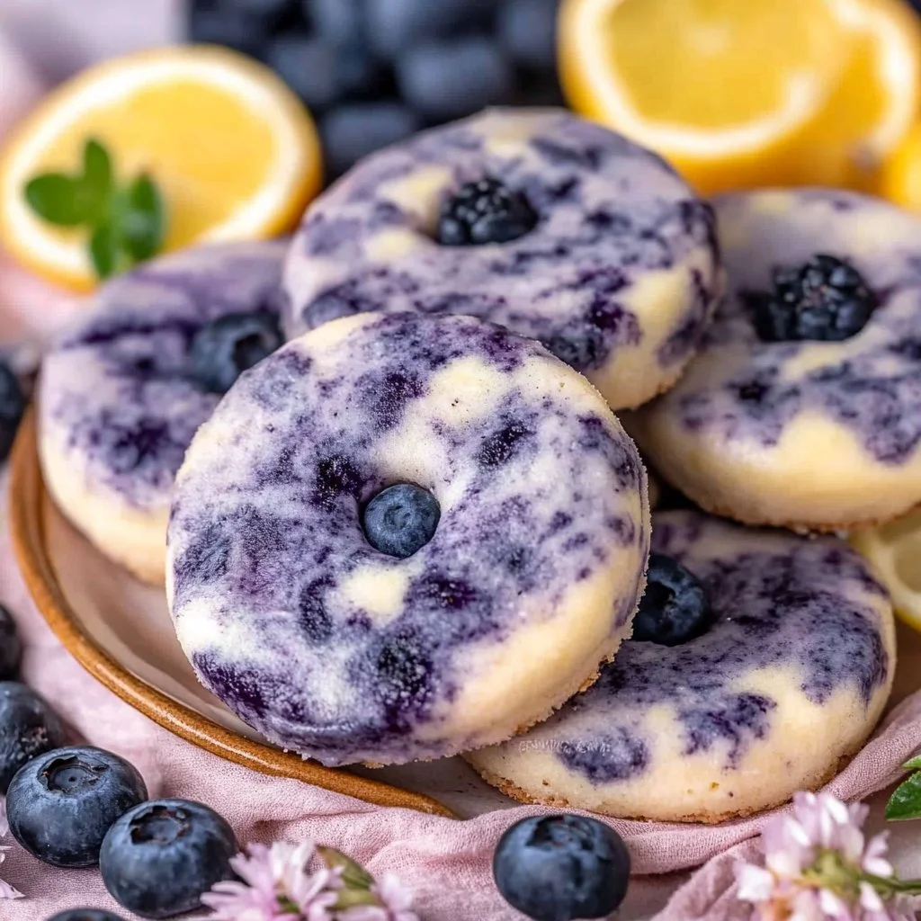 Refreshing lemon blueberry cheesecake cookies on a plate