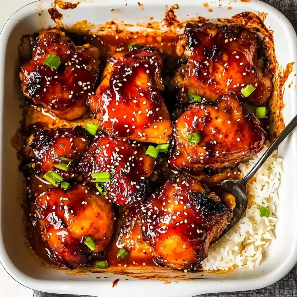 Savory Korean chicken thighs dish ready for a family feast