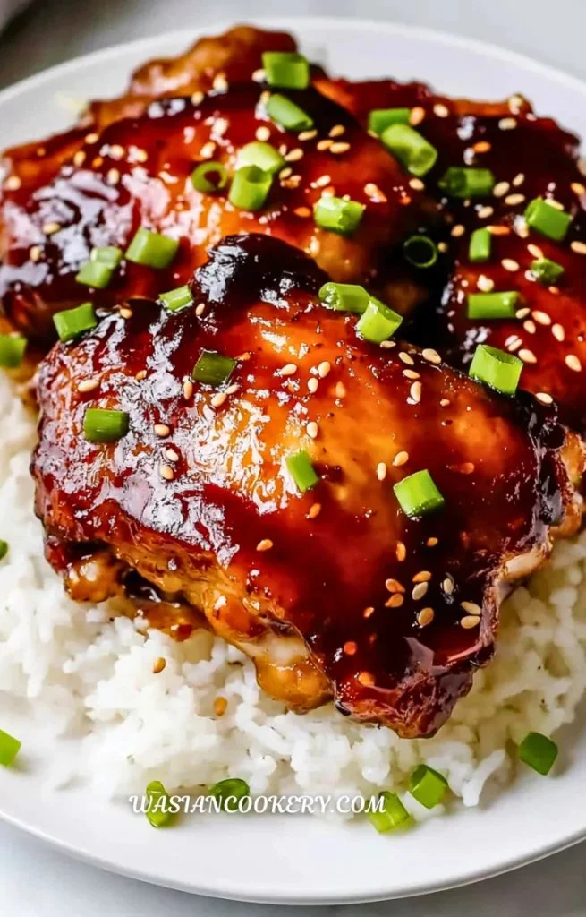 Delicious slow cooker honey garlic chicken served on a plate with vegetables