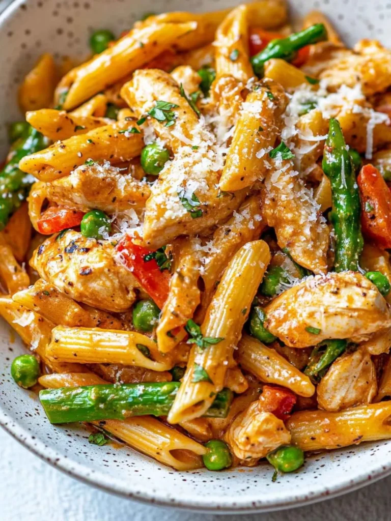 Delicious spicy chicken chipotle pasta served in a bowl with fresh herbs