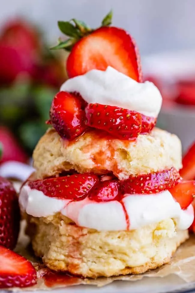 Delicious Strawberry Shortcake with fresh strawberries and whipped cream