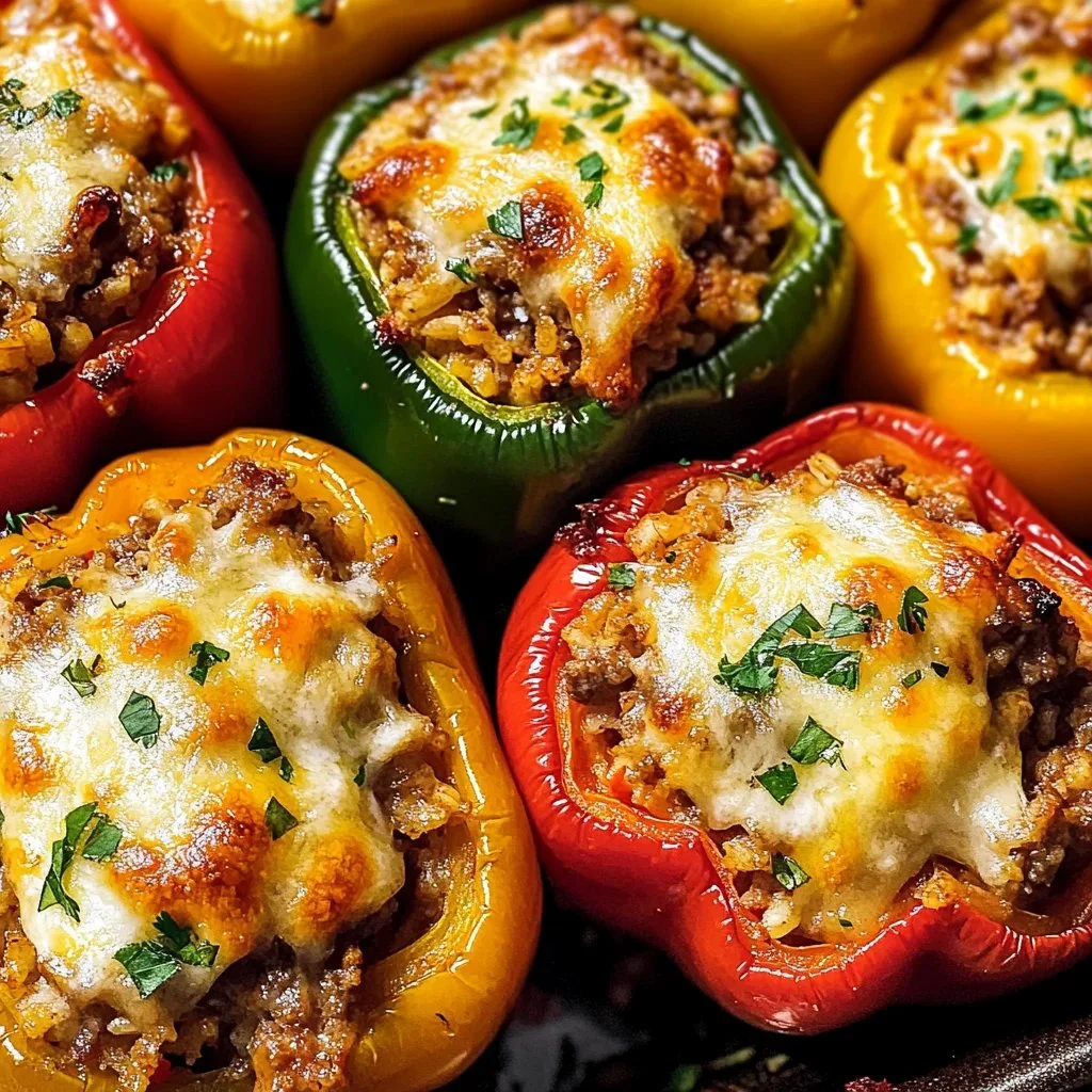 Delicious stuffed bell peppers filled with savory ingredients for a healthy meal.