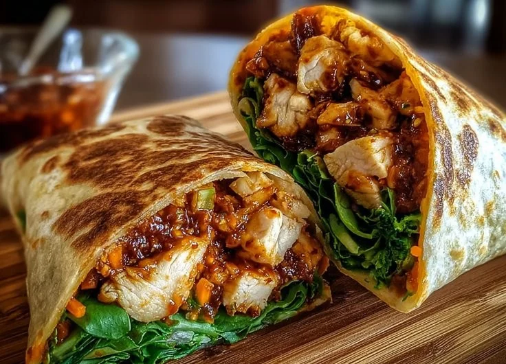 Sweet Chili Chicken Wraps ready to serve, delicious and flavorful meal option.