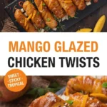 Asian-inspired mango glazed chicken dish with vibrant colors and textures