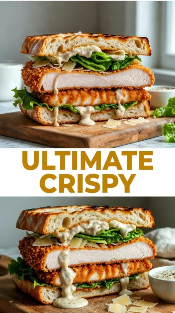 Ultimate Crispy Chicken Caesar Sandwich with fresh ingredients and crispy chicken